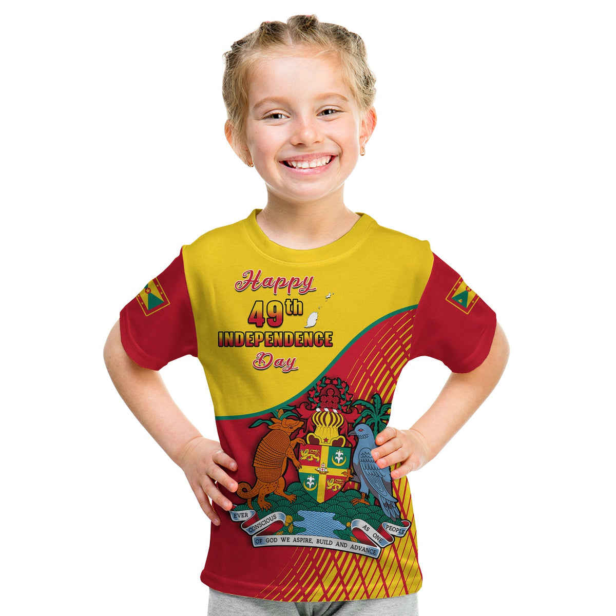 Grenada T Shirt KID Coat Of Arms Happy 49th Independence Day - Wonder Print Shop