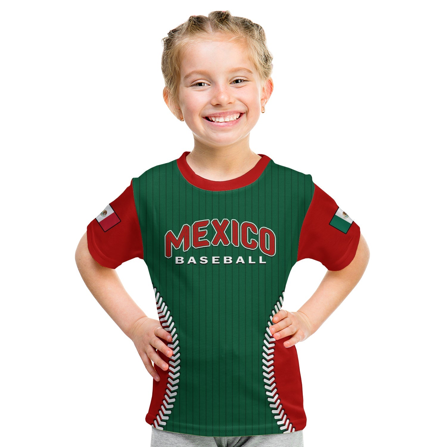 (Custom Text And Number) Mexico T Shirt KID Baseball Sporty Style - Wonder Print Shop