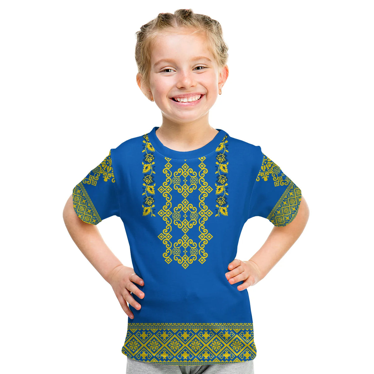 Custom Ukraine T Shirt Yellow Ukrainian Folk - Wonder Print Shop