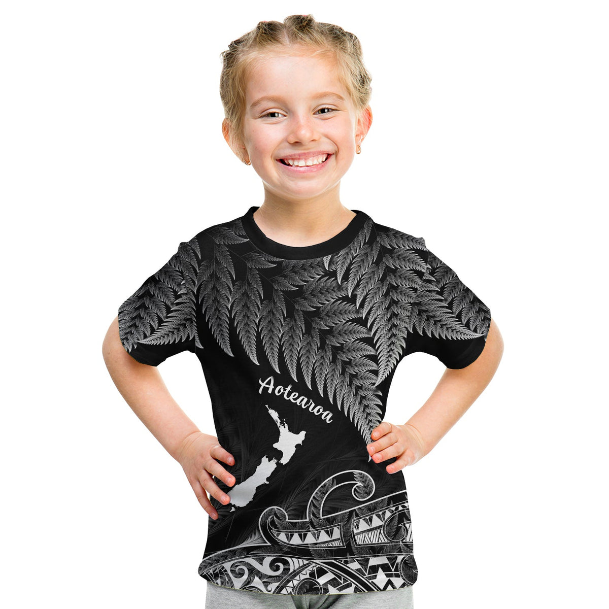 Custom New Zealand Silver Fern T Shirt Aotearoa Map Maori - Wonder Print Shop