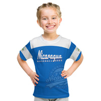 (Custom Text And Number) Nicaragua 2023 T Shirt KID Baseball - Wonder Print Shop