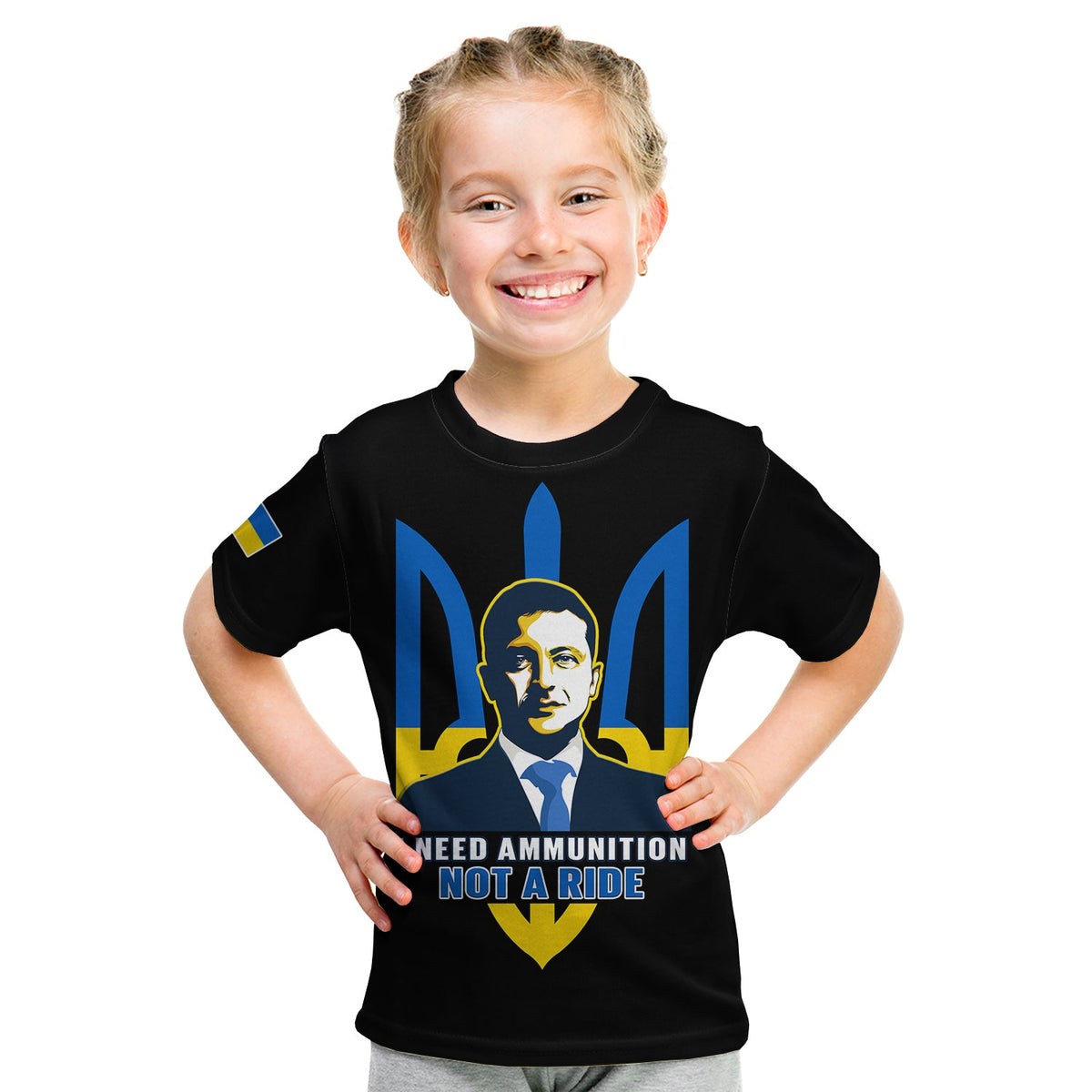 Ukraine T Shirt Ukraine Gold Trident Slava Ukraini Black - Wonder Print Shop