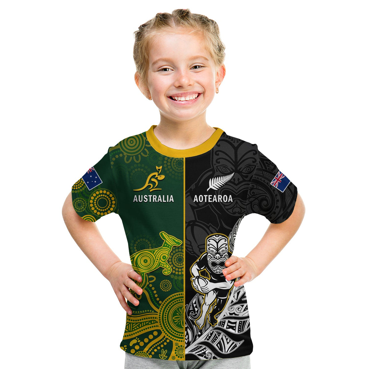 Custom Australia Rugby Mix Aotearoa Rugby T Shirt Wallabies All Black Special Version - Wonder Print Shop