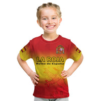 (Custom Text And Number) Spain Football T Shirt KID La Roja World Cup 2022 - Wonder Print Shop