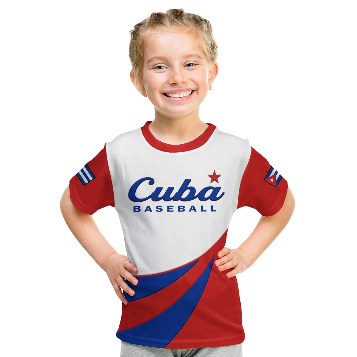 (Custom Text And Number) Cuba 2023 T Shirt KID Baseball - Wonder Print Shop