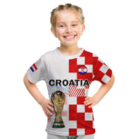 Croatia Football T Shirt KID Hrvatska Checkerboard Champions WC 2022 - Wonder Print Shop