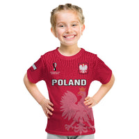(Custom Text And Number) Poland Football T Shirt KID Polska World Cup 2022 Red - Wonder Print Shop
