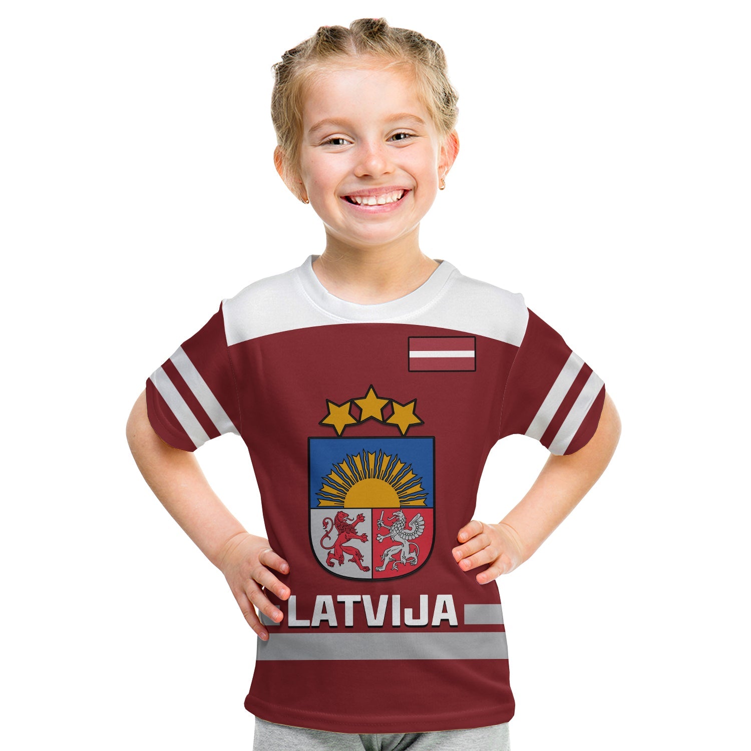 custom-text-and-number-latvia-hockey-2023-t-shirt-kid-red-sporty-style