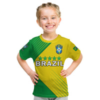 Brazil Football T Shirt KID Brasil Map Come On Canarinho Sporty Style - Wonder Print Shop