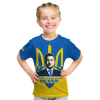 Ukraine T Shirt KID Ukraine Gold Trident Slava Ukraini Blue - Wonder Print Shop