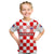(Custom Text And Number) Croatia Football T Shirt KID Hrvatska Checkerboard Red Version - Wonder Print Shop