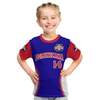 (Custom Text And Number) Dominican Republic Baseball 2023 T Shirt KID Version Blue - Wonder Print Shop
