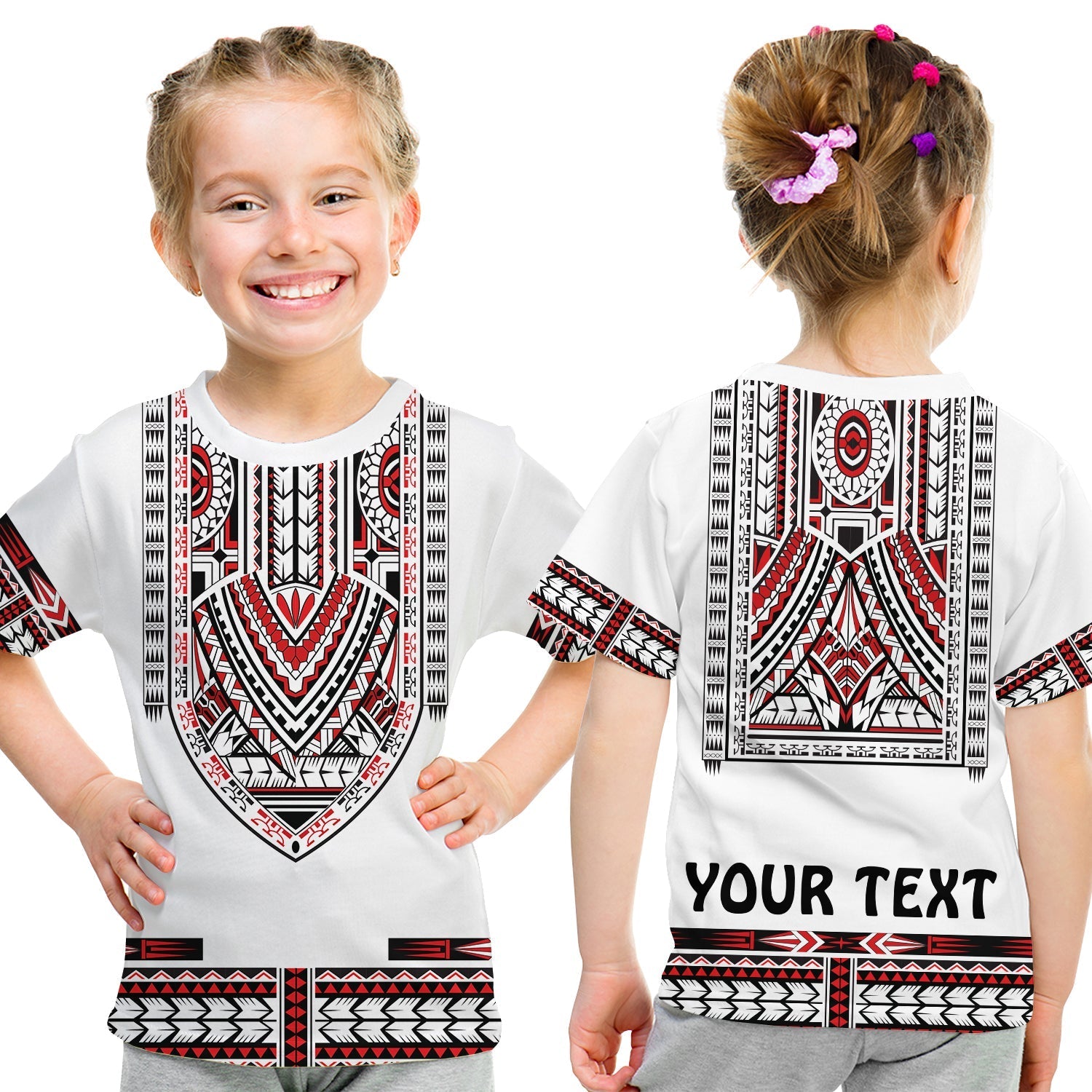 Custom Personalised Polynesian T Shirt KID Dashiki With Polynesian Tattoo Royal Version - Wonder Print Shop