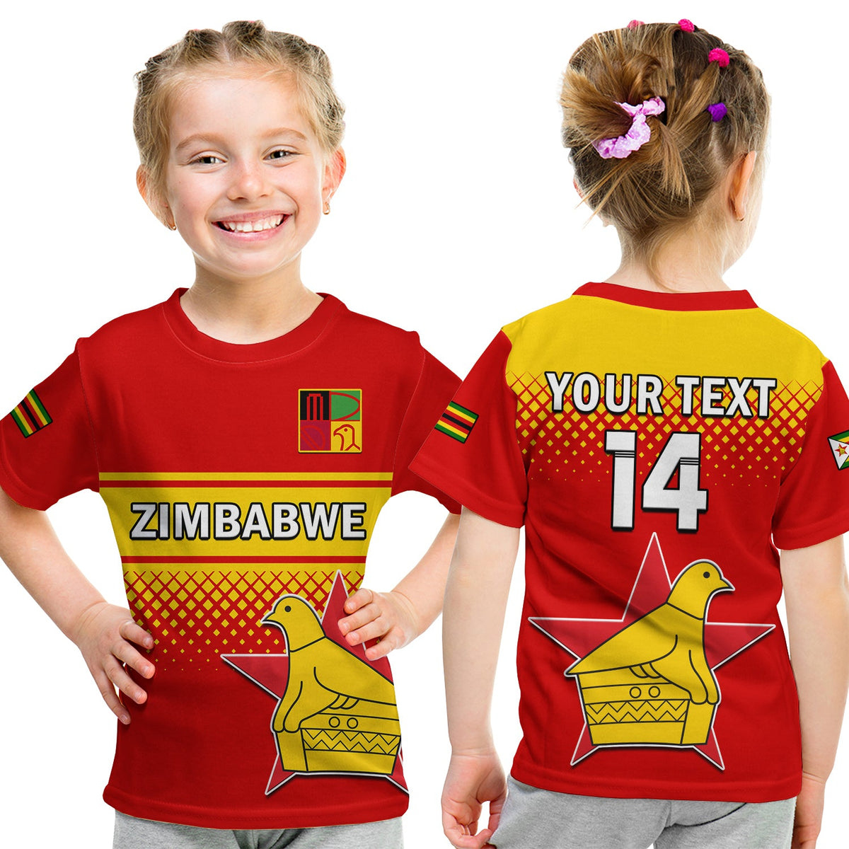 (Custom Text And Number) Zimbabwe Cricket T Shirt KID The Chevrons ODI Style - Wonder Print Shop