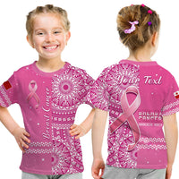 Custom Personalised Tonga Breast Cancer T Shirt KID Tongan Ngatu Pattern No One Fights Alone - Wonder Print Shop