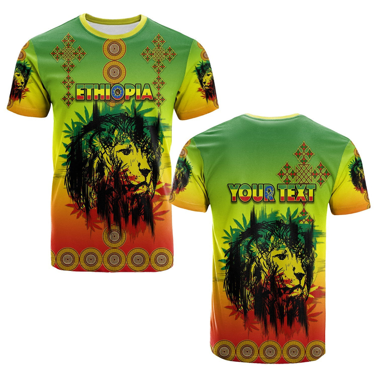 Custom Ethiopia T Shirt Cross Mix Lion Colorful Style - Wonder Print Shop