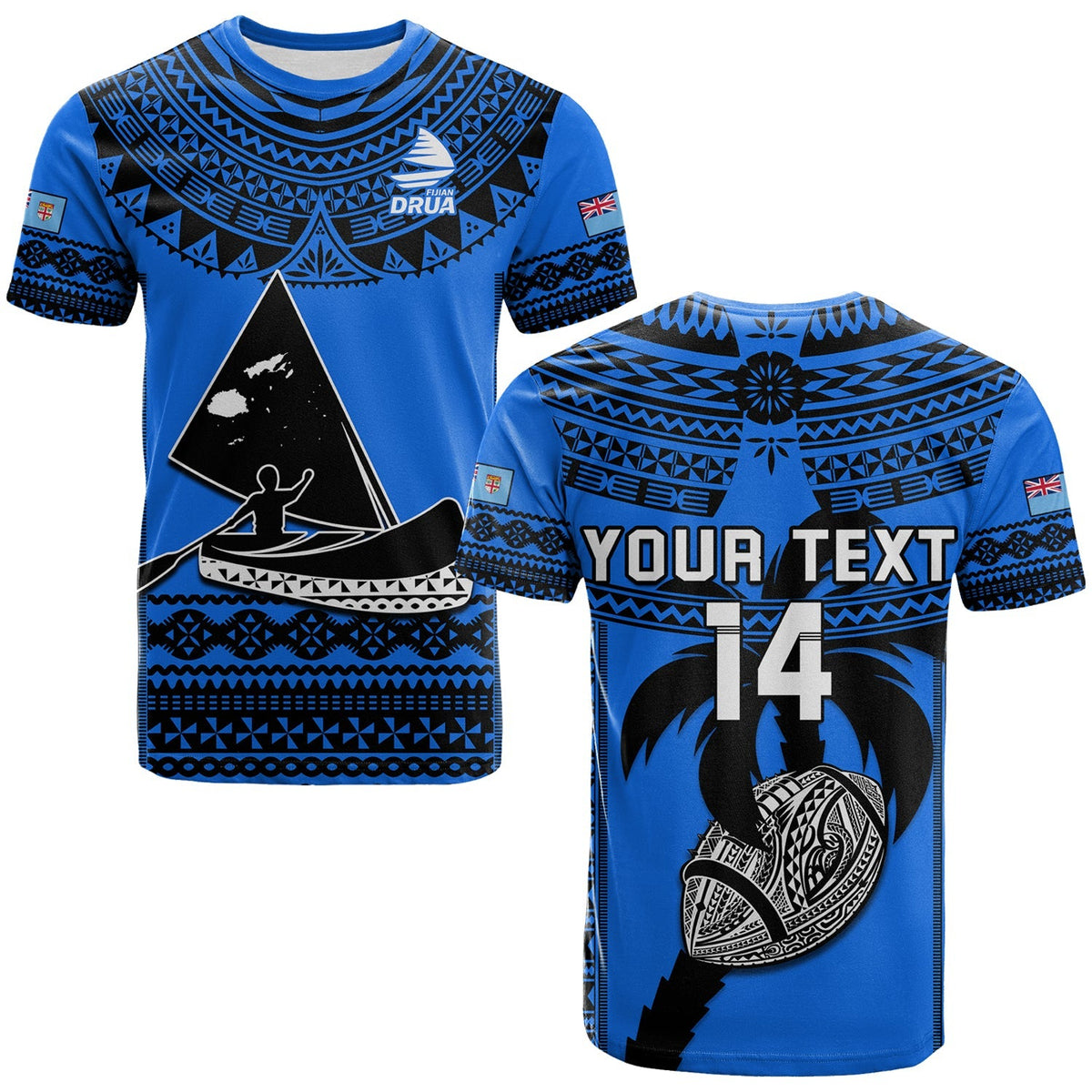 Custom Text And Number Fiji Rugby T Shirt Fijian Drua Super Polynesian Special Tapa Pattern - Wonder Print Shop