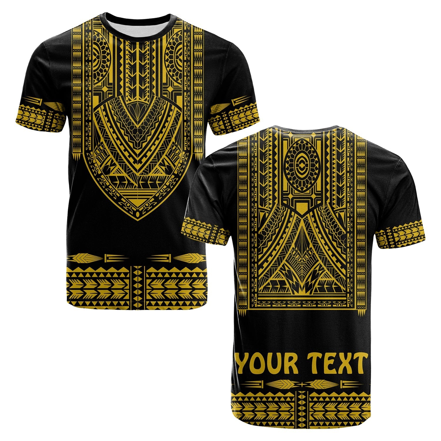 Custom Polynesian T Shirt Dashiki With Polynesian Tattoo Royal Golden Version - Wonder Print Shop