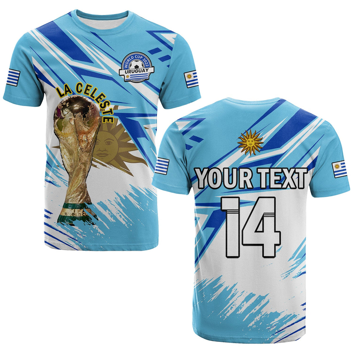 Custom Uruguay Football T Shirt La Celeste WC 2022 Sporty Style - Wonder Print Shop