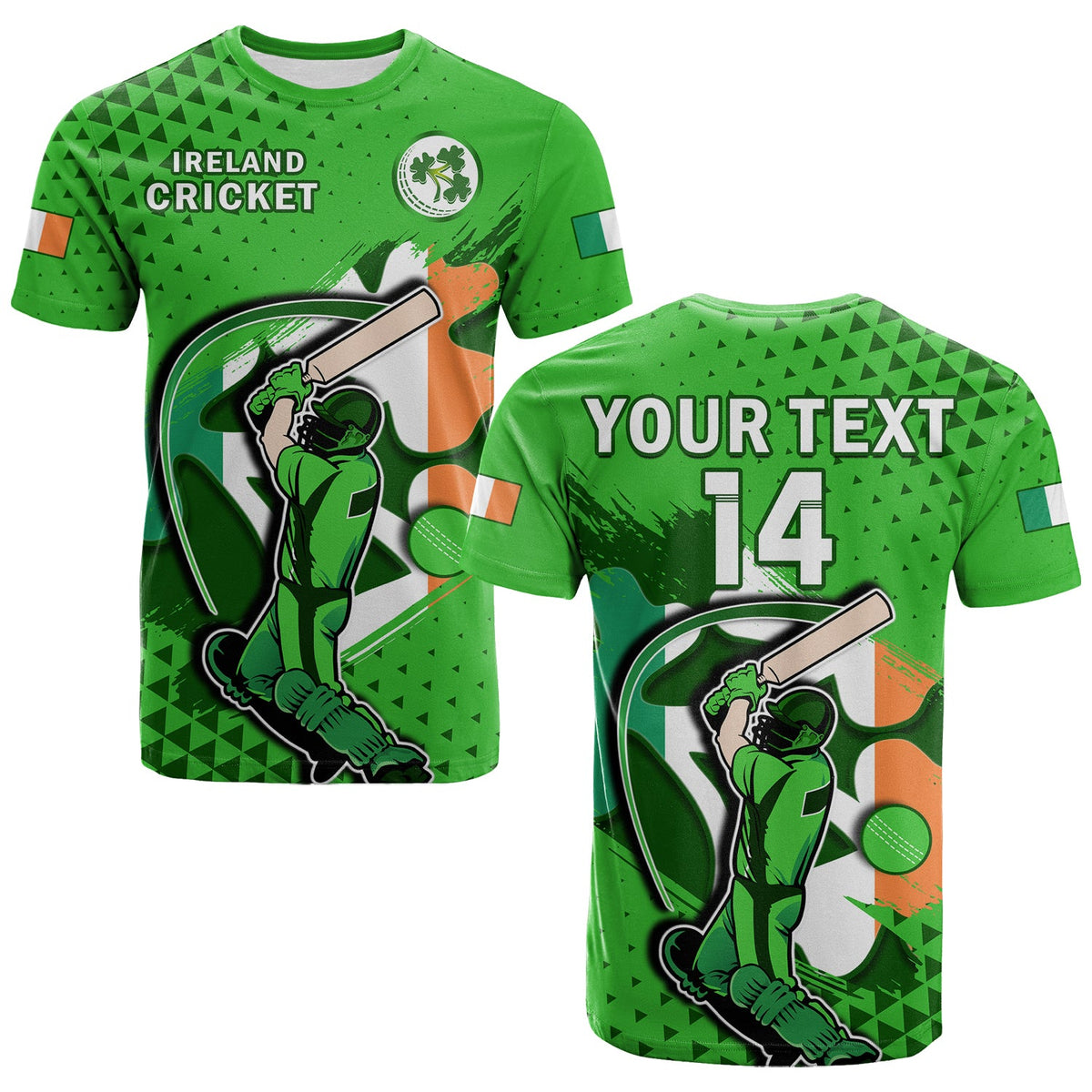 Custom Ireland Cricket T Shirt Irish Flag Shamrock Sporty Style - Wonder Print Shop