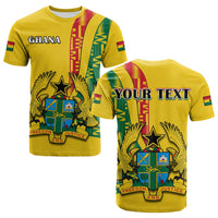 Custom Ghana T Shirt Ghanan Coat Of Arms Mix Kente Pattern - Wonder Print Shop