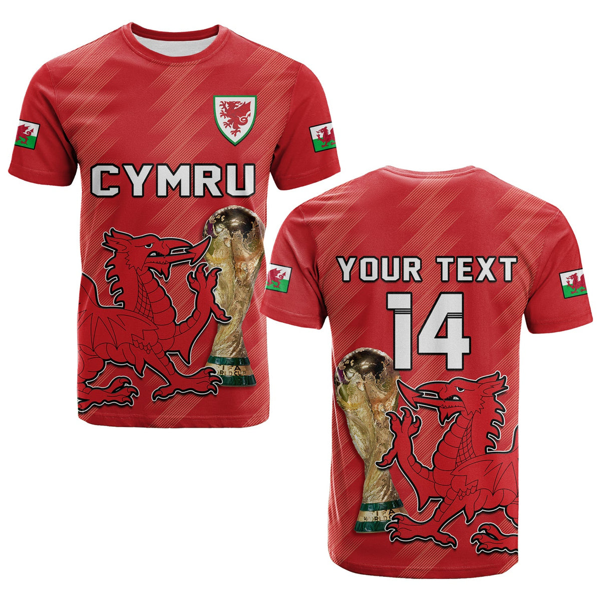 Custom Wales Football T Shirt Cymru Champions World Cup 2022 - Wonder Print Shop