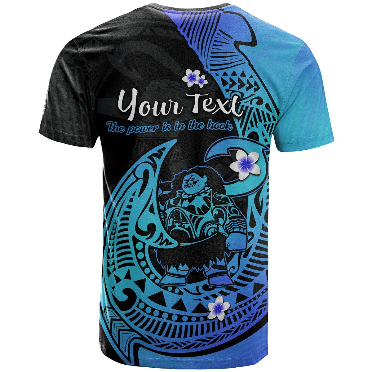 Custom Mauis Fish Hook T Shirt Polynesian Turquoise Gradient Version - Wonder Print Shop