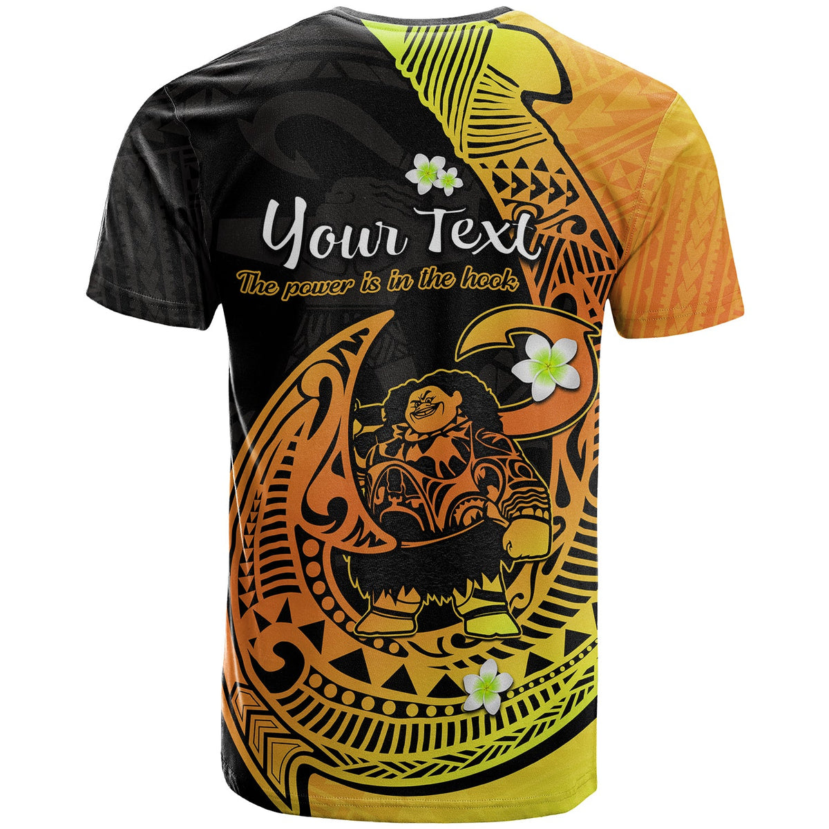 Custom Mauis Fish Hook T Shirt Polynesian Gold Gradient Version - Wonder Print Shop