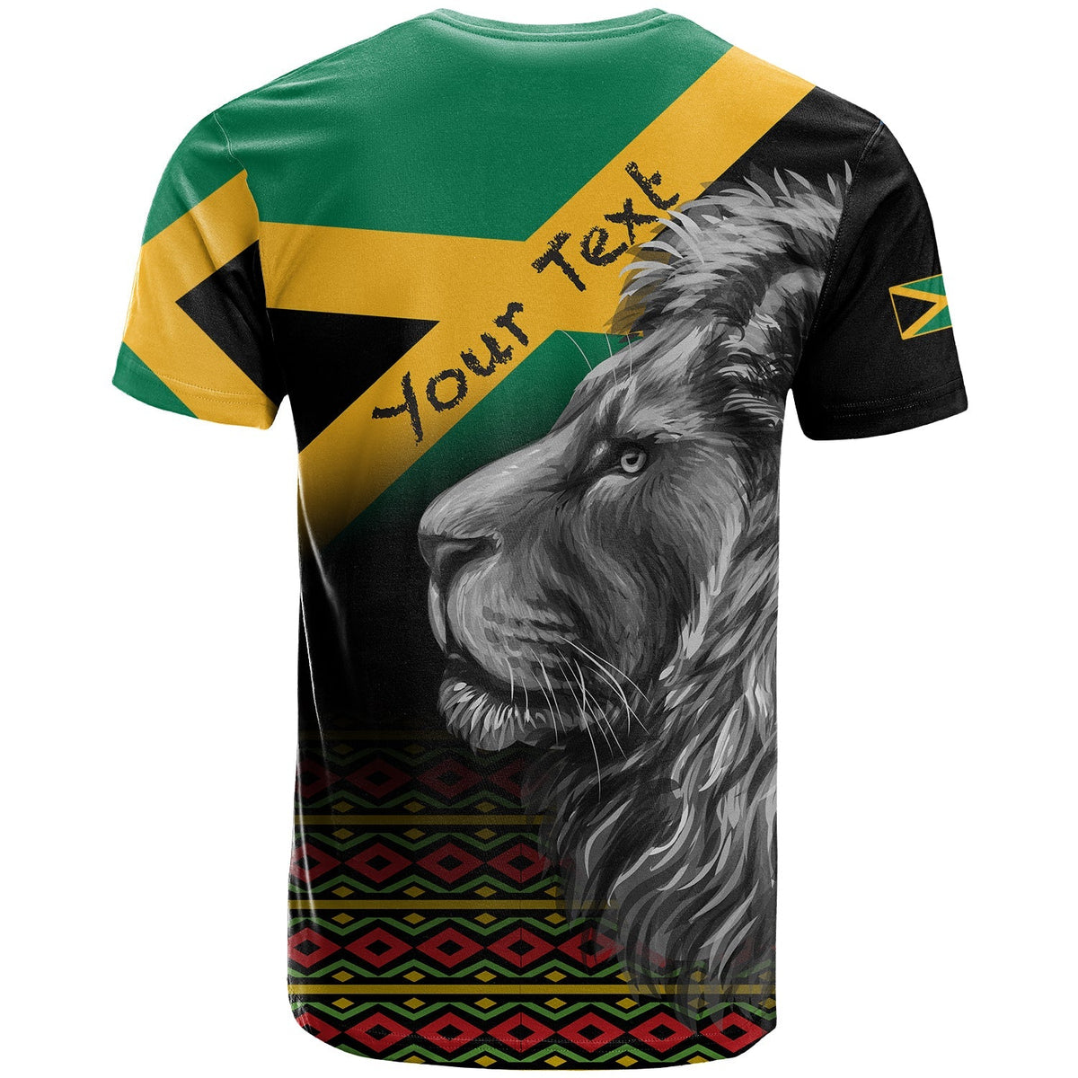 Custom Jamaica Lion T Shirt Jamaican Pattern Version Black LT13 - Wonder Print Shop