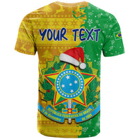 Custom Brazil Football T Shirt Christmas Santa Claus Selecao Champions LT13 - Wonder Print Shop