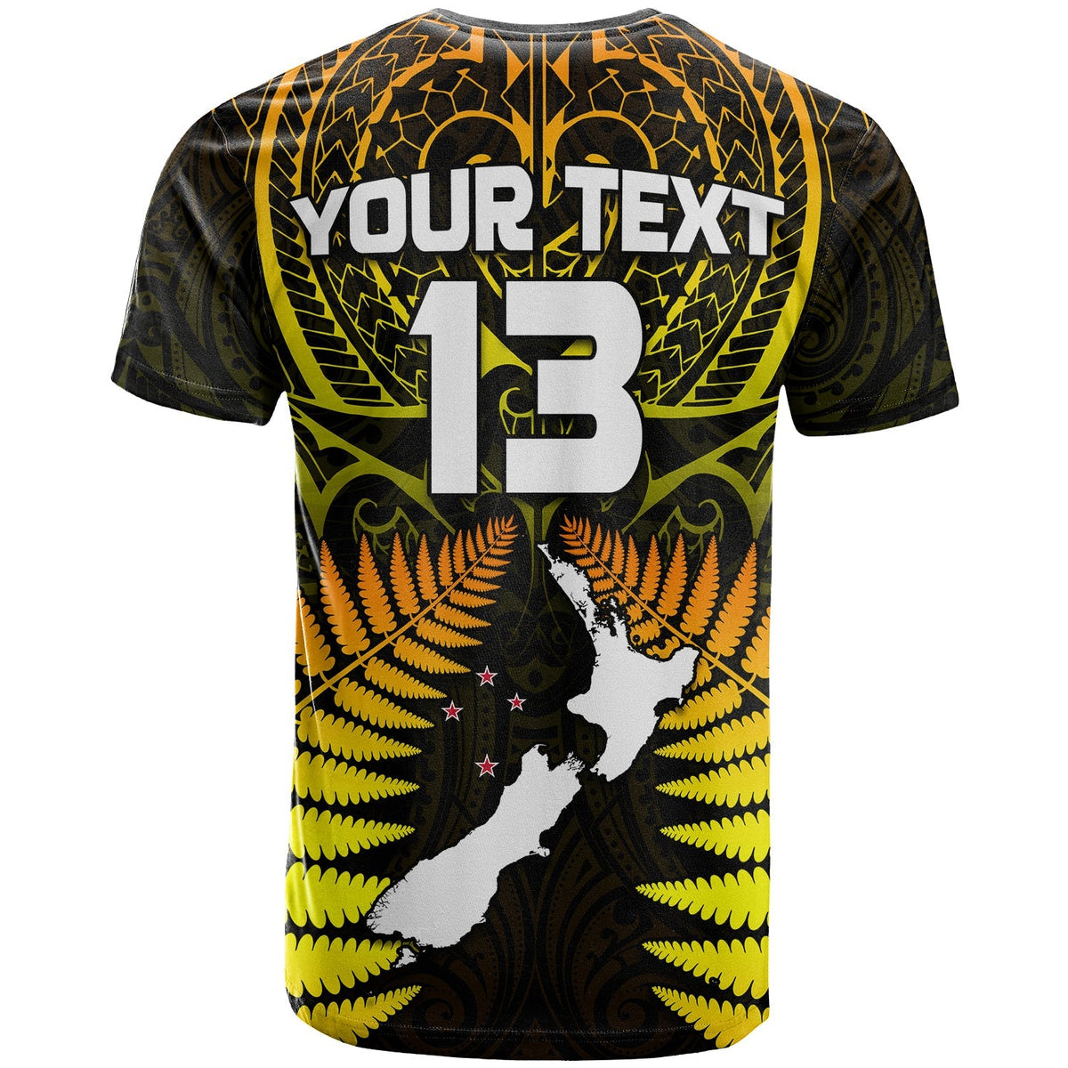 Custom Aotearoa Fern T Shirt New Zealand Hei Tiki Gold Style LT13 - Wonder Print Shop