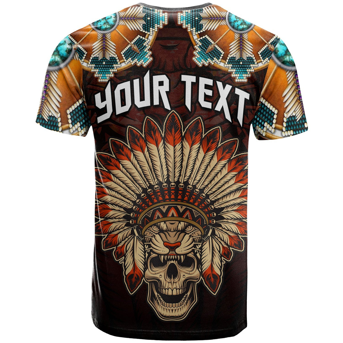 Custom The First Americans T Shirt Indian Headdress With Skull LT13 - Wonder Print Shop