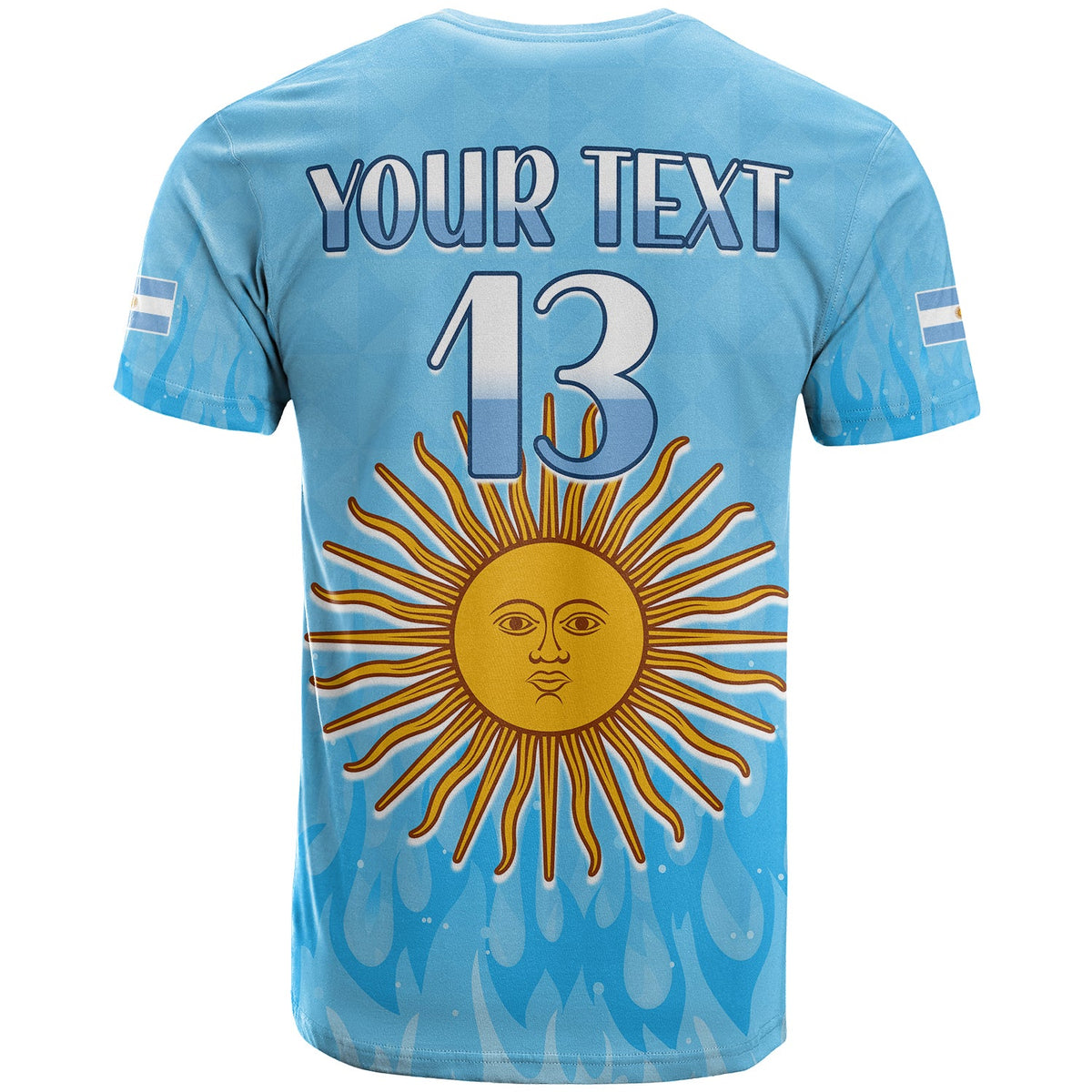 Custom Argentina Football T Shirt Vamos Sky Champions World Cup Fire LT13 - Wonder Print Shop