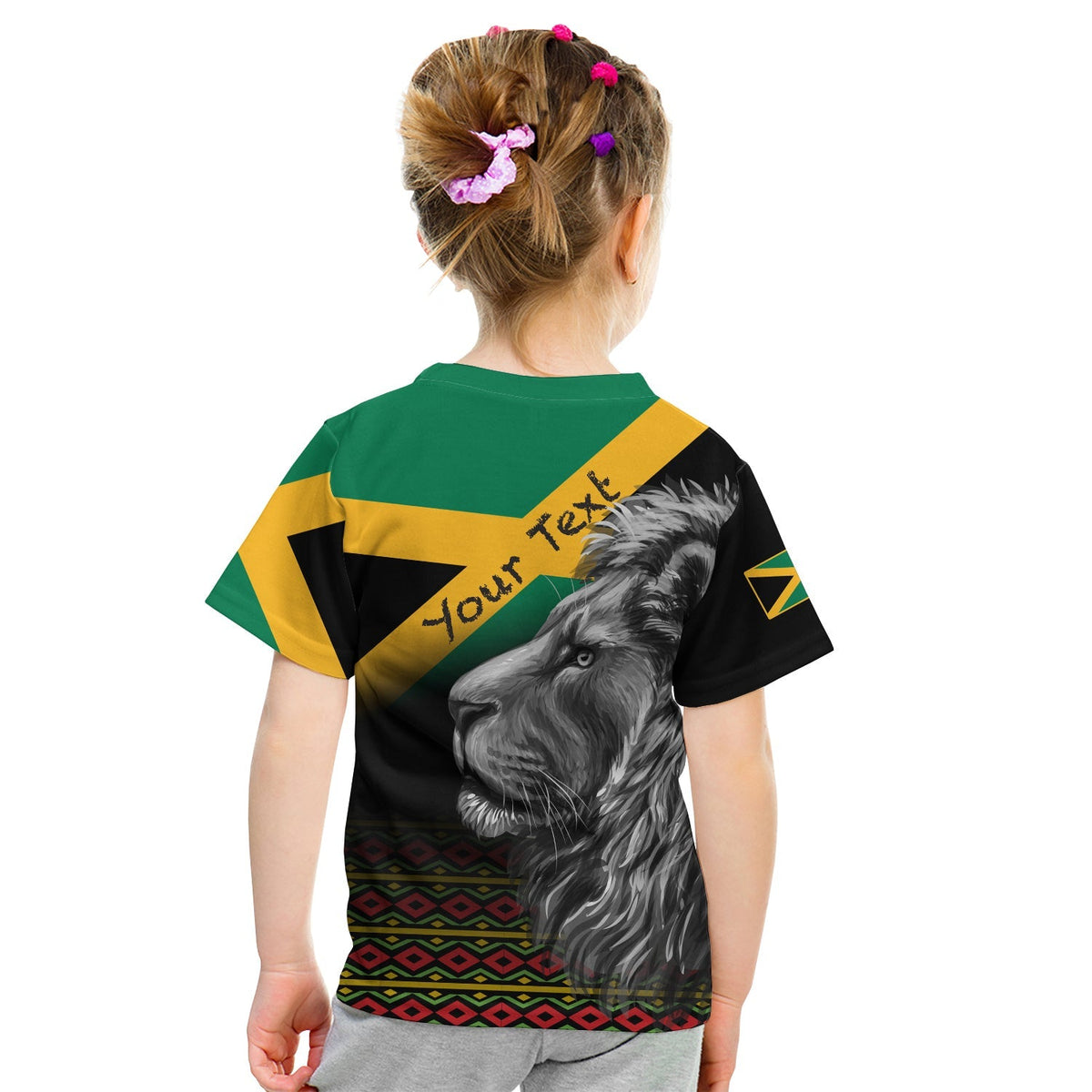 Custom Jamaica Lion T Shirt Jamaican Pattern Version Black LT13 - Wonder Print Shop