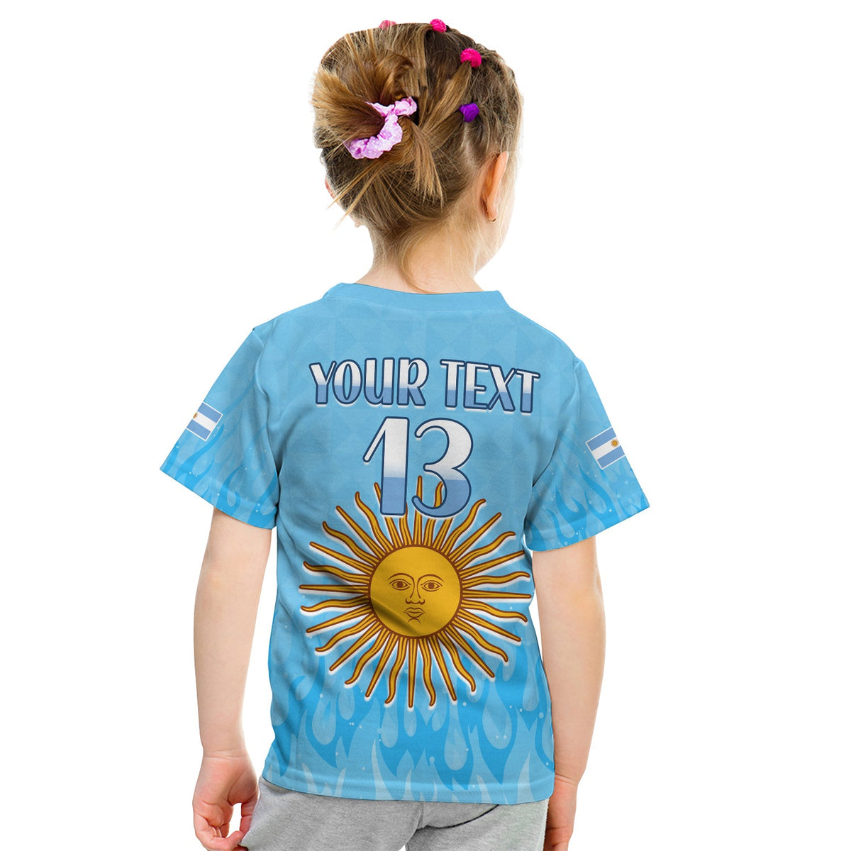Custom Argentina Football T Shirt Vamos Sky Champions World Cup Fire LT13 - Wonder Print Shop