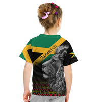 Jamaica Lion T Shirt KID Jamaican Pattern Version Black LT13 - Wonder Print Shop