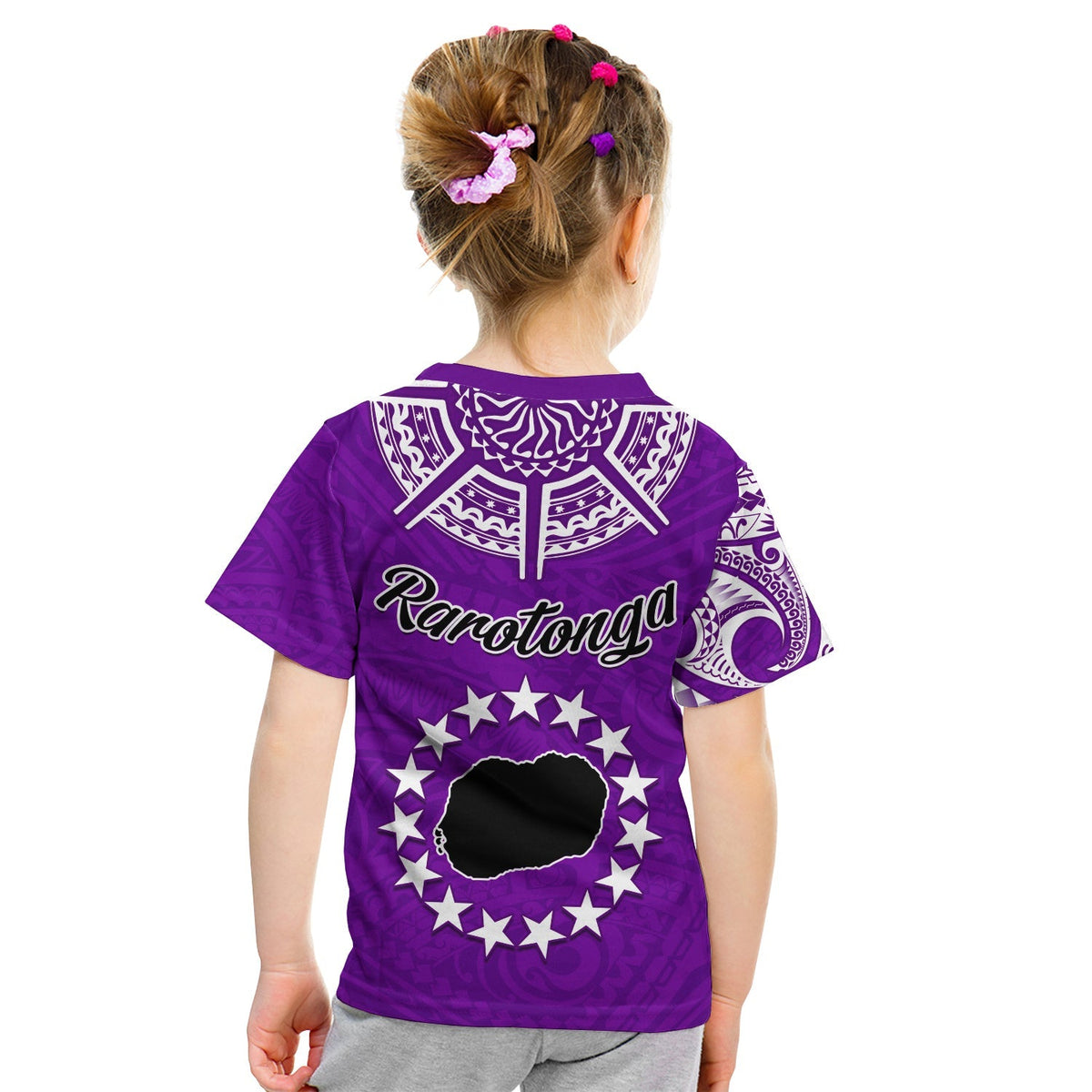 Rarotonga Cook Islands T Shirt KID Turtle and Map Style Purple LT13 - Wonder Print Shop