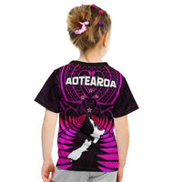 Aotearoa Fern T Shirt KID New Zealand Hei Tiki Purple Style LT13 - Wonder Print Shop