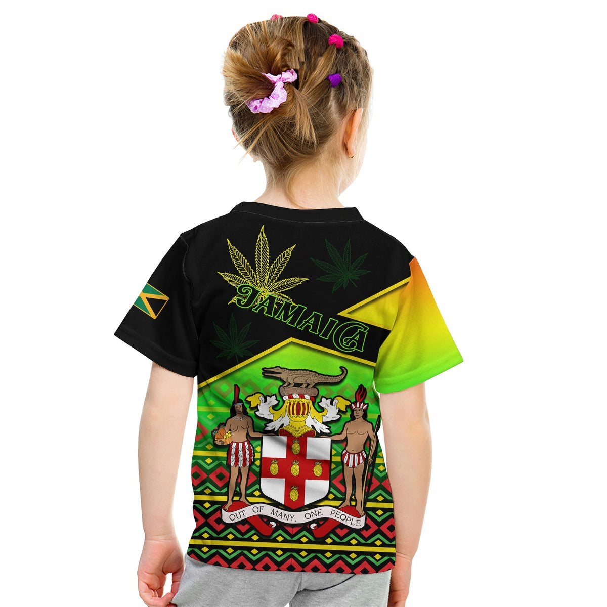 Jamaica Lion T Shirt KID Jamaican Pattern Version Reggae Colors LT13 - Wonder Print Shop