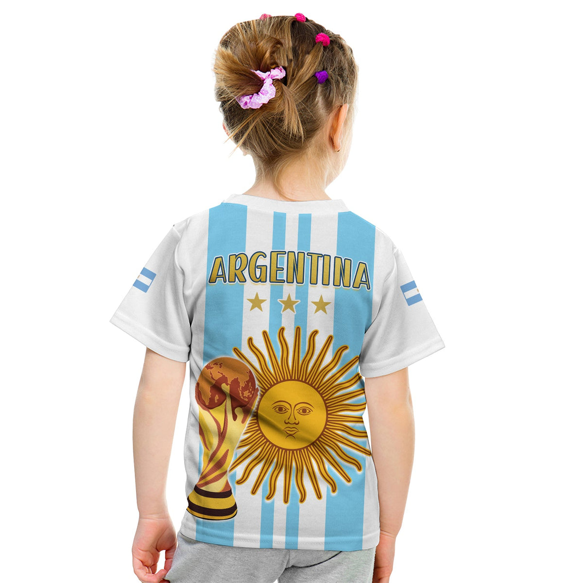 Argentina Football T Shirt KID FIFA 2022 World Cup Champions LT13 - Wonder Print Shop