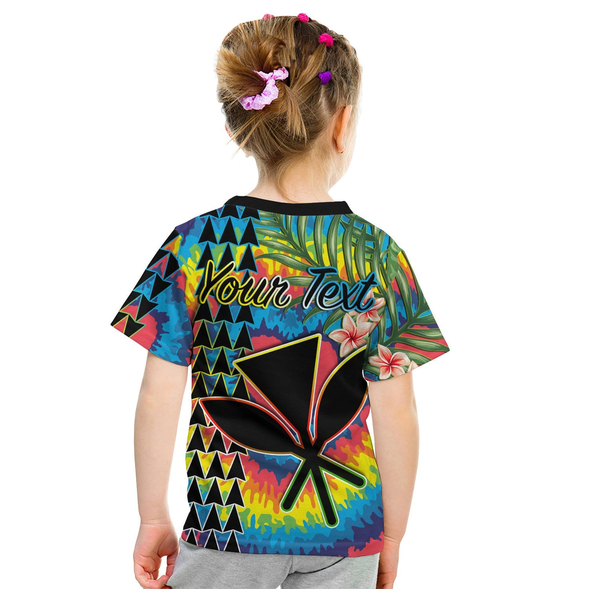 Custom Hawaii T Shirt Tie Dye with Flowers and Polynesian Tribal LT13 - Wonder Print Shop