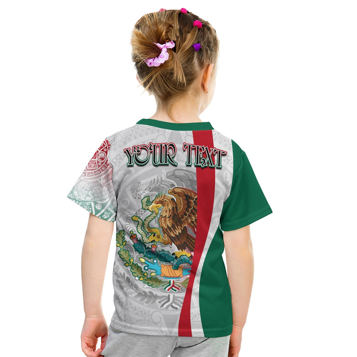 Custom Personalised Mexico T Shirt KID Mexican Eagles Aztec Pattern LT13 - Wonder Print Shop