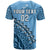 Custom Text And Number Fiji Tapa Rugby T Shirt Fijian Cibi Dance Tapa Pattern Blue - Wonder Print Shop