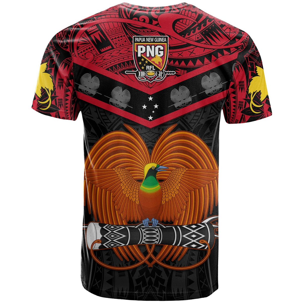 Papua New Guinea Rugby T Shirt PNG Kumuls Bird Of Paradise Black - Wonder Print Shop