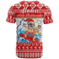 Custom Hawaii Christmas T Shirt Surfing Santa Mele Kalikimaka Polynesian - Wonder Print Shop