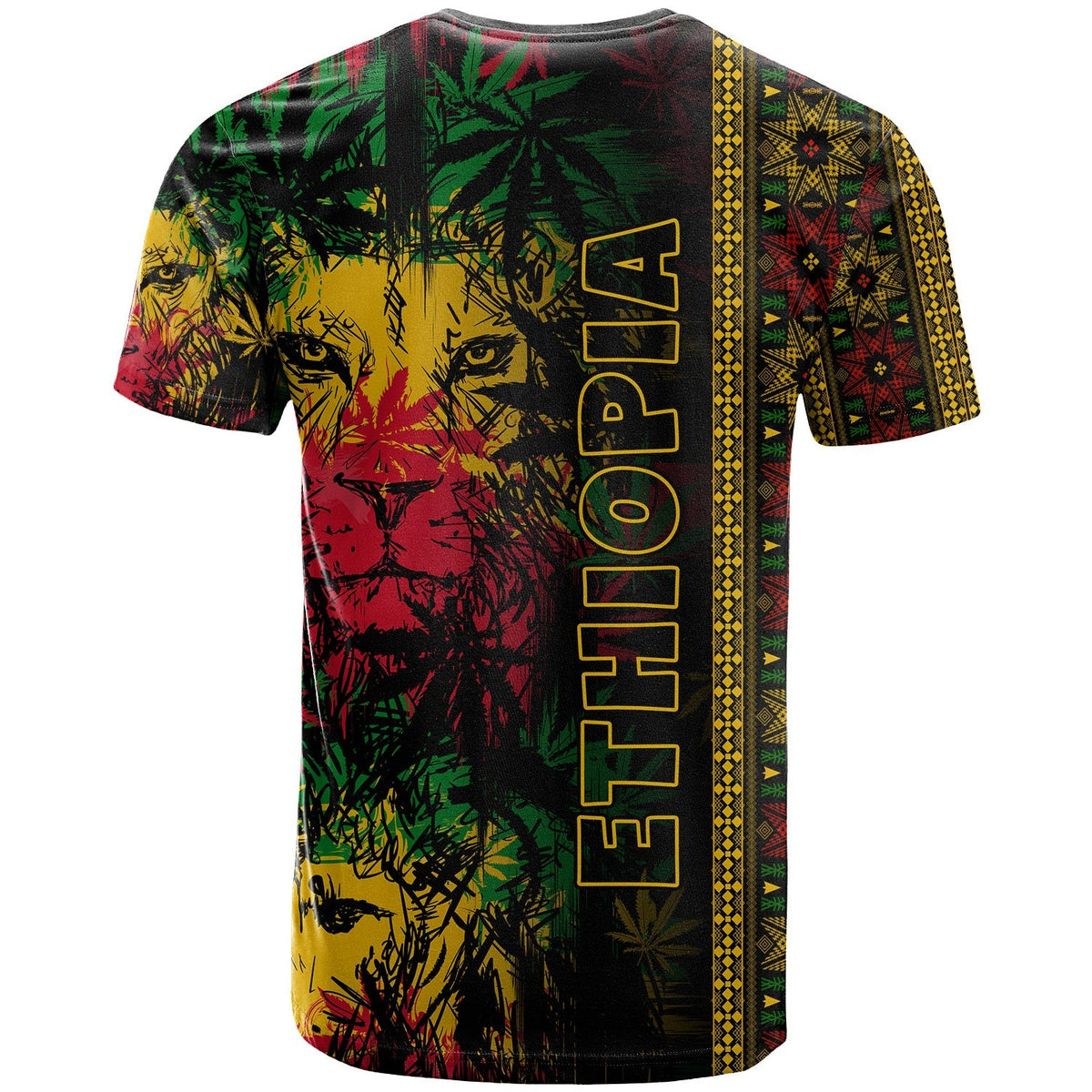 Ethiopia Lion Reggae T Shirt Ethiopian Cross LT13 - Wonder Print Shop