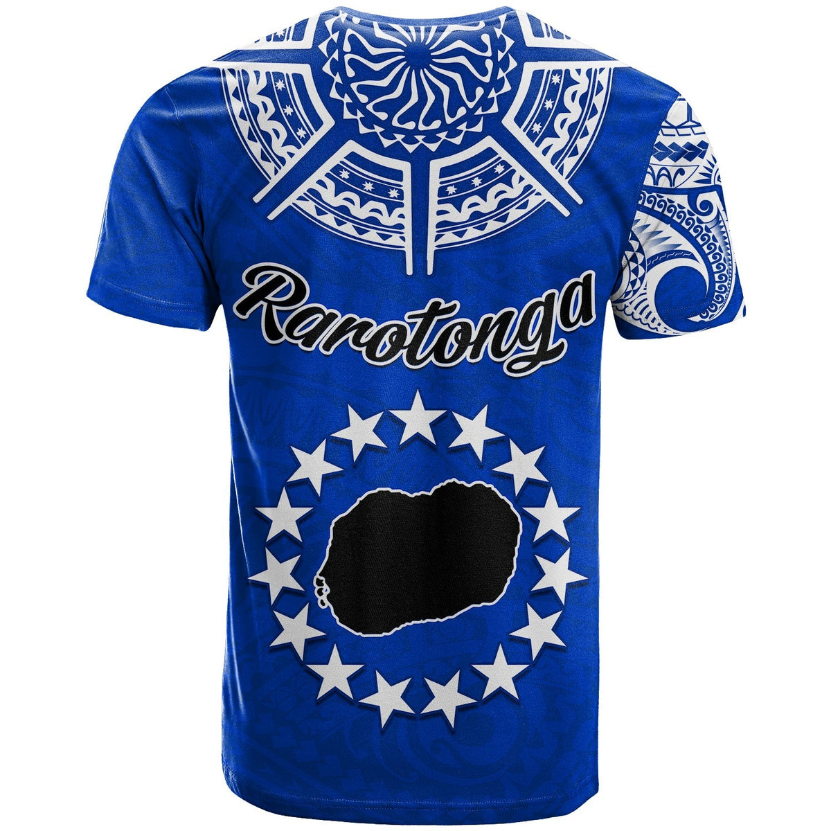 Rarotonga Cook Islands T Shirt Turtle and Map Style Blue LT13 - Wonder Print Shop