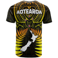 Aotearoa Fern T Shirt New Zealand Hei Tiki Gold Style LT13 - Wonder Print Shop