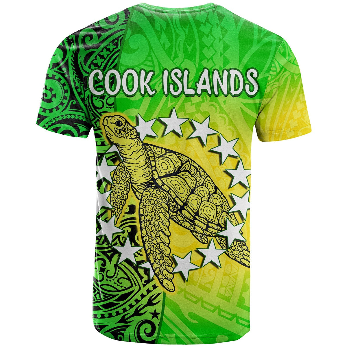 Custom Cook Islands T Shirt Cook Islands Coat Of Arms Turtle Polynesian - Wonder Print Shop