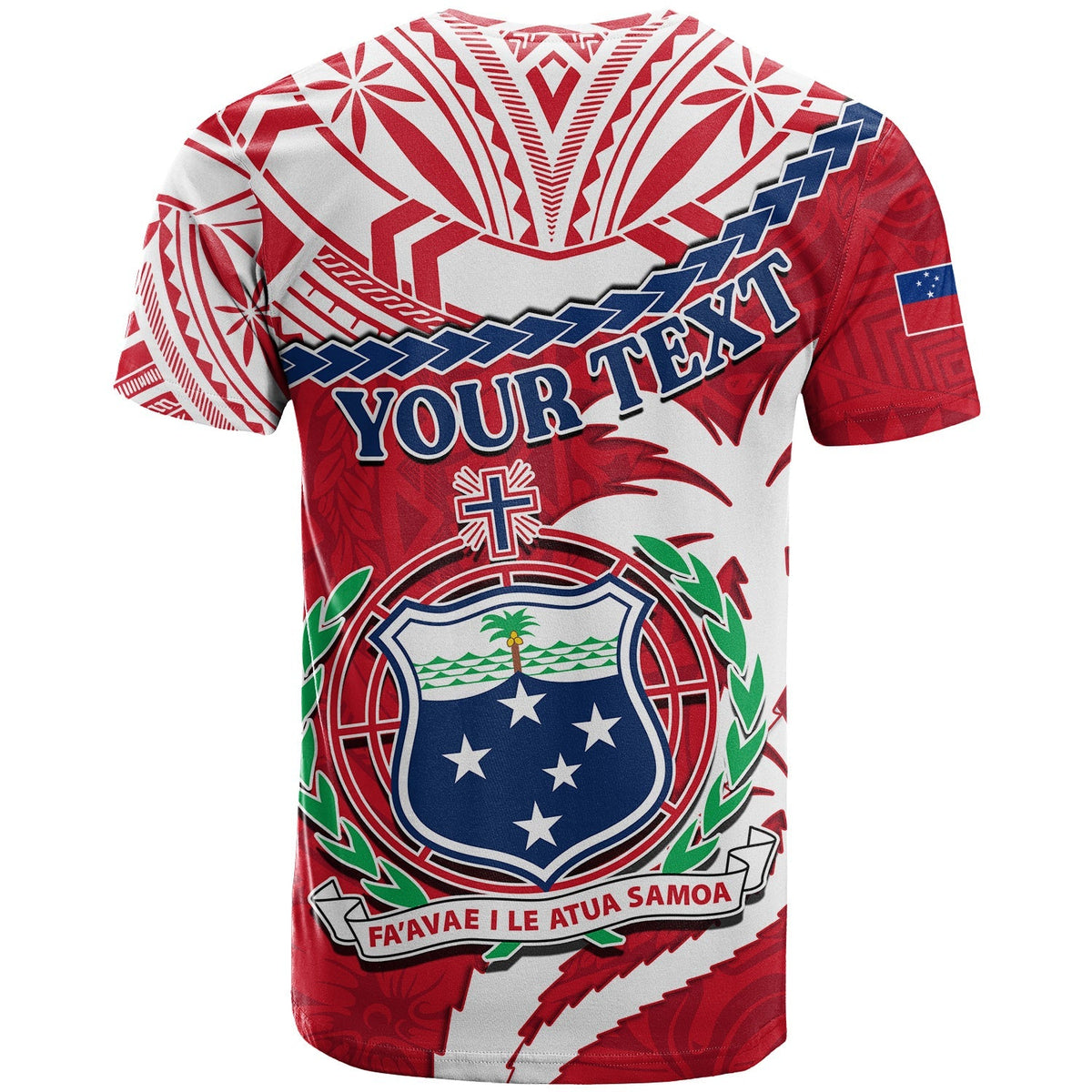 Custom Samoa T Shirt Samoan Coat Of Arms With Coconut Red Style - Wonder Print Shop